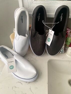 Goodfellow & Co Canvas Slip-On Pair — Grey & White Duo